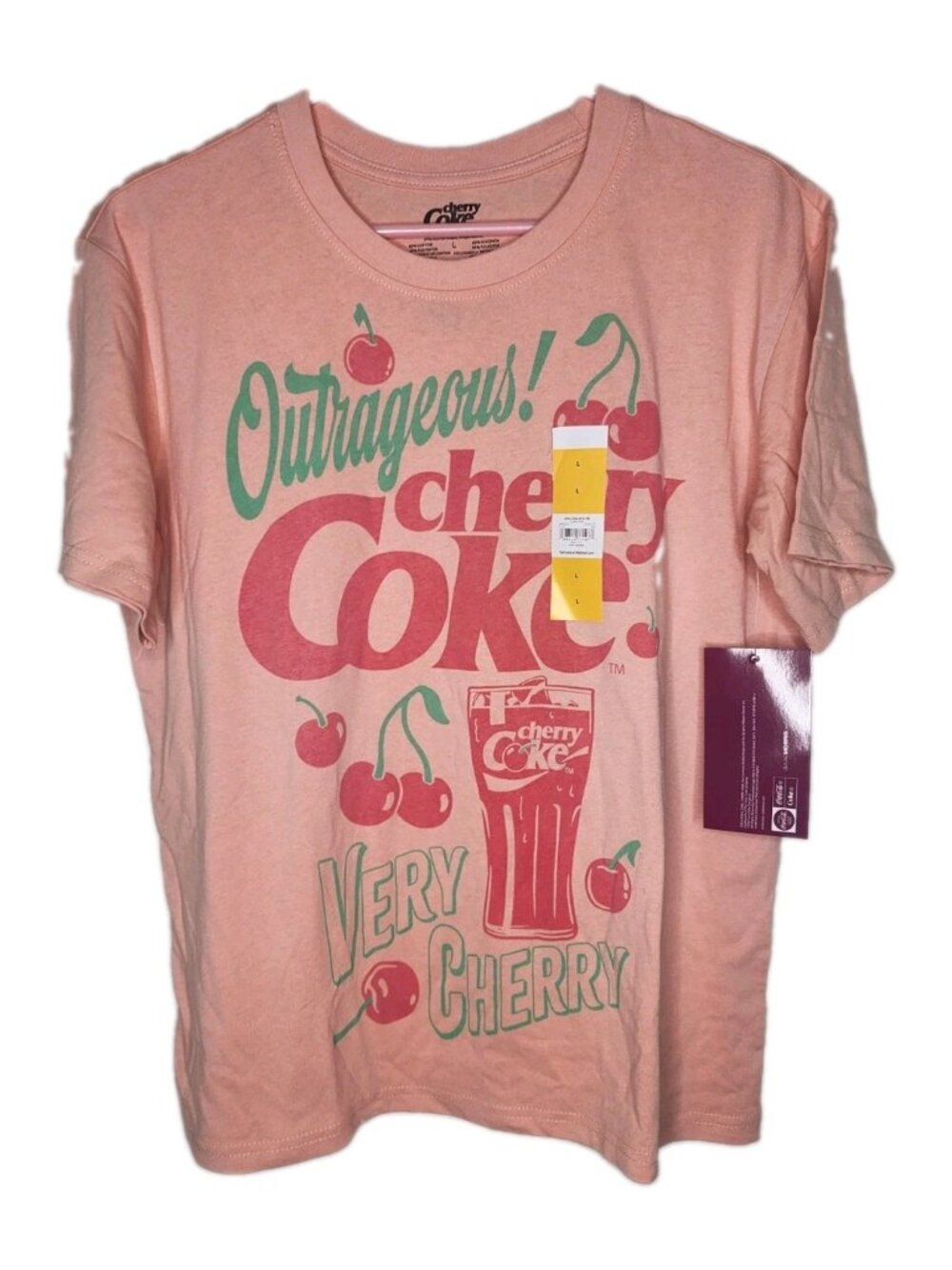 Woman's Cherry Coke Graphic Tee Shirt Large